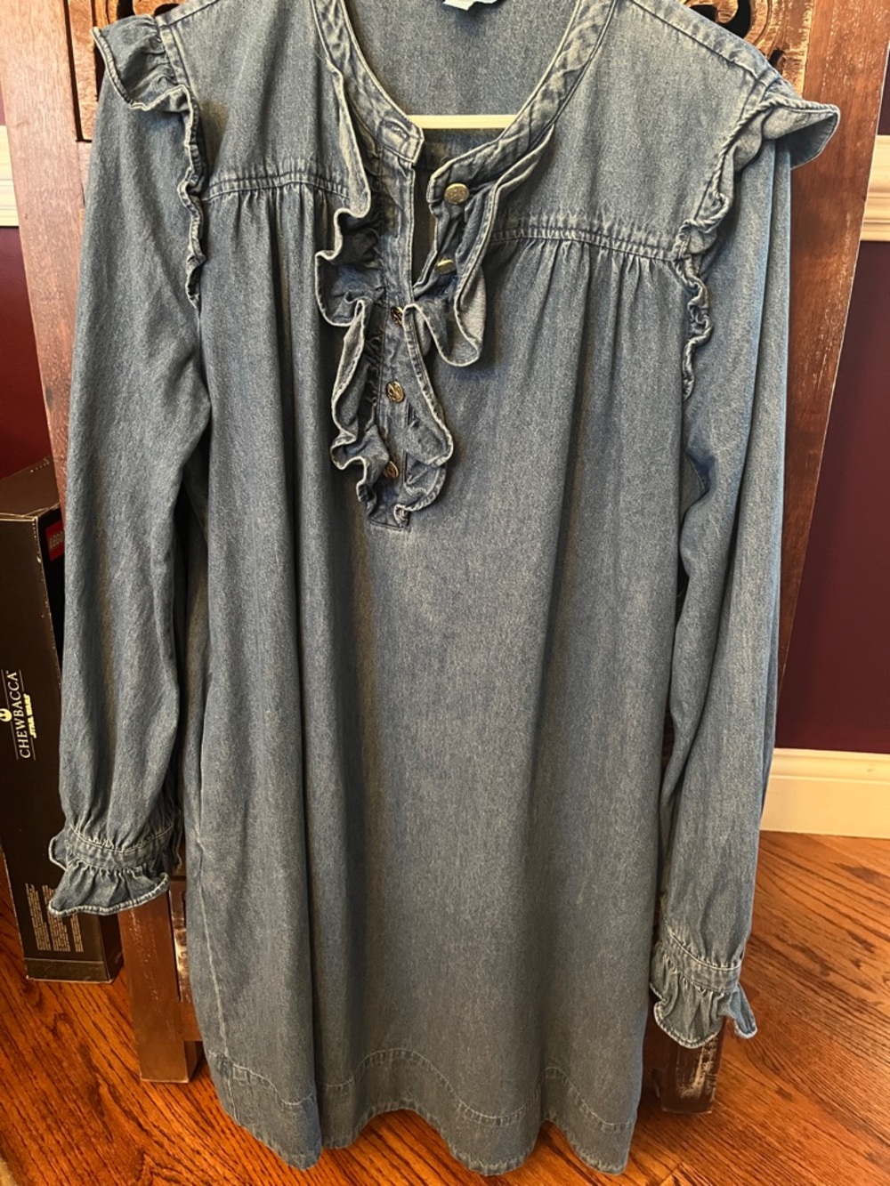 Draper James Denim Blue Ruffle Long Sleeve Dress